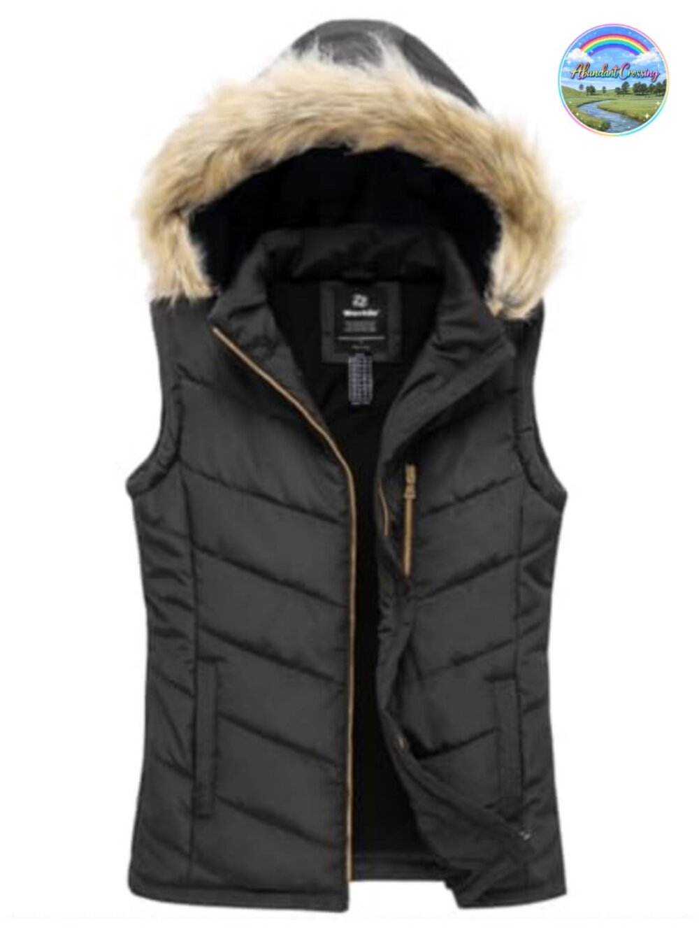 Thicken Winter Vest Warm Puffer Vest with Removable Fur Hood